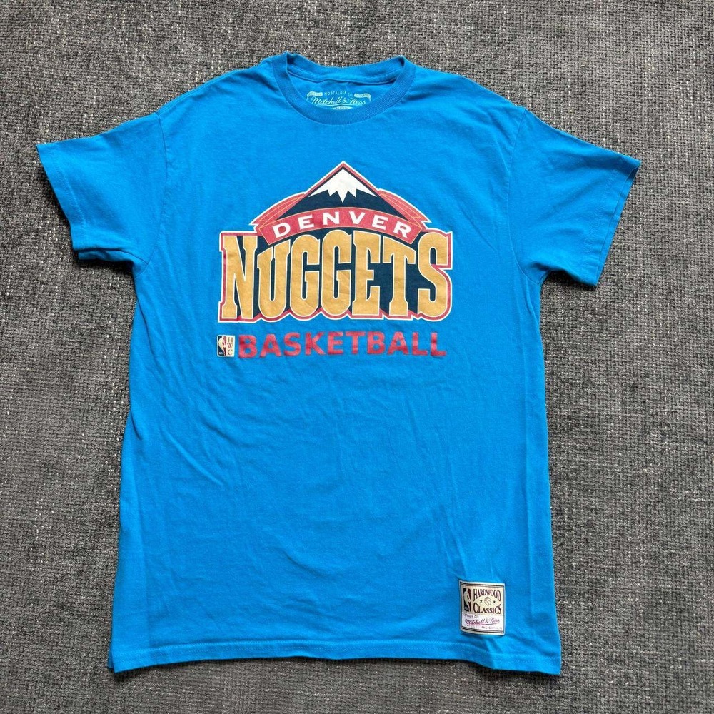 Mitchell & Ness Denver Nuggets NBA Mens Size M Blue Hardwood Classics Tee